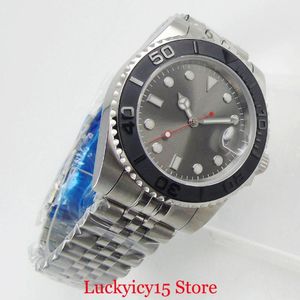 Нарученные часы Top Brand Men Men Sailchwatch Sapphire Crystal 24 Jewels NH35 Miyota 8215 Движение серое циферблат.