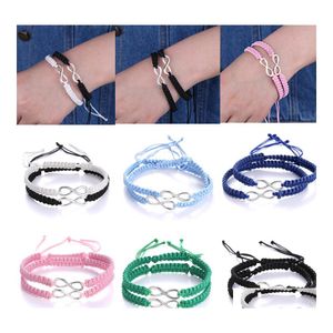 Braccialetti con ciondoli 2 pezzi fatti a mano infinito intrecciato kit bracciale set amicizia numero amore coppia gioielli moda consegna goccia Otq0N