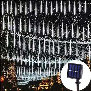 Strings Solar LED Meteor Prysznic Świąteczny sznur Wodoodporne Wodne Światła Światła Street Garland Outdoor Ramadan Dekoracja ślubna