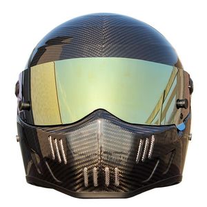 Motorcykelhjälmar Kolfiber ATV-6 Full ansiktshjälm Motocross Racing Man Woman och Loriginal ECE Godkänd flerfärgad solvisir