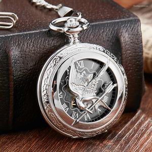 Pocket Watches Vintage Silver Hollow Hollow Hunger Game Steampunk Mechanical Watch Fob Chain Antique Clock Hand Wind Relogio de Bolso