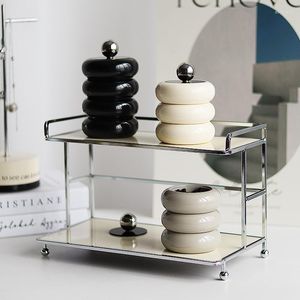 Storage Bottles Creative Ceramic Jar With Lid Round Candle Candy Box Desktop Decoration Home Accessories