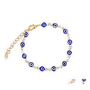 Link Chain Evil Blue Eye Bracelet Gold Plating Link Colorf Email Charmarmbanden Boerbakken For Women Heren Drop Delivery Sieraden Otaxie