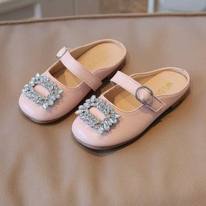 Slipper Pink Children's Covered Toes Rhinestones Cute Princess Versatile Casual Flat Slippers 2022 Four Seasons New Girls PU 0203