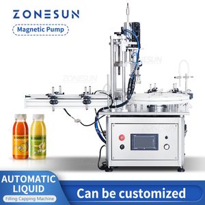 Zonesun ZS-AFC1S Doldurma Kapak Makinesi Manyetik Pompa Ambalaj Şişe Sıvı Döner Konveyörlü Küçük Üretim Hattı