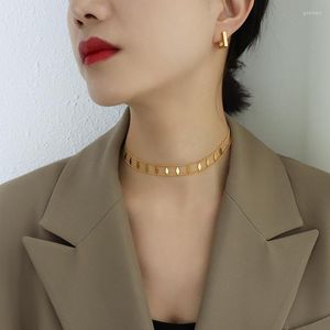 Choker 2023 Fashion Geometric Chokers for Women Unique Design Rostfritt stål CLAVICLE Halsband smycken Party Gift Drop Drop