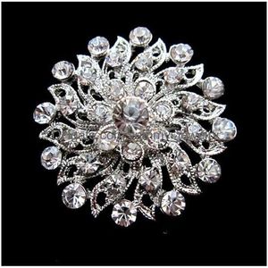 Pins Brooches 1.2 Inch Beautif Sier Color Clear Rhinestone Crystal Diamante Small Flower Wedding Dress Pin Brooch Gifts Drop Delive Dheco