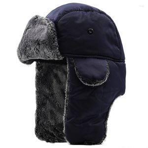 Cycling Caps Unisex Men Women Russian Hat Trapper Bomber Warm Trooper Ear Flaps Winter Ski Solid Fluffy Faux Fur Cap Headwear Bonnet