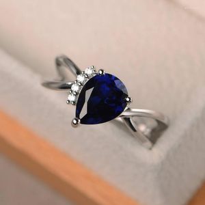 Wedding Rings Pear-shaped 925 Sterling Silver Ring For Women Fashion Cubic Zircon Female Promise Love Valentine's Day Gifts Edwi22