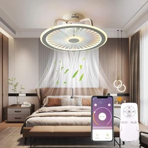 Pendant Lamps Ceiling Fan With Lights Remote & APP Control Low Profile Bladeless Fans For Kids Room Bedroom Living