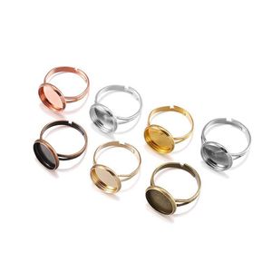 Cluster-Ringe, verstellbar, leere Ringbasis, passend für Durchmesser 10 mm, Steinglas-Cabochons, Kamee-Einstellungen, Tablett, DIY-Schmuckherstellung, Drop-Delivery Dhgarden Dhdj4