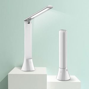 Tischlampen LED-Schreibtischlampe Stufenloses Dimmen Nachtlicht Home Dekorativer Desktop für Schlafzimmer Eingebauter Akku 180° Grad