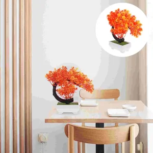 Fiori decorativi Albero bonsai Artificiale Falso in vaso Arredamento realistico Finto ufficio per interni Alberi Pino Vaso da scrivania giapponese Bonzie S Brussel Rosso