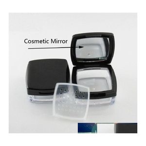 Verpakkingsflessen 10G Refilleerbare cosmetische container Helder zwart vierkante gezichtspoederverpakking Lege Zifter losse pot met spiegeldruppel DHR23