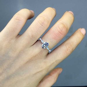 Solitaire Ring Natural Oval Moissanite Gemstone Real 14K White Gold Jewelry Engagement for Women Channel Sätt Anillos de Bizute268T