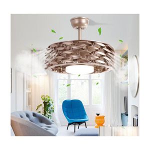 Ceiling Fans Leafless Fan Lamp Living Room Lights Chandelier Lighting Frequency Conversion Intelligent Pendant Drop Delivery Indoor Dh8Tl