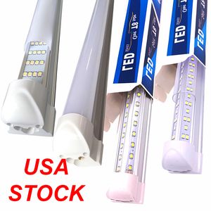 T8 8Ft 4 file 144W Tubo LED integrato a forma di V Tubo T 8 4Ft 5Ft 6Ft 8 Ft Porta frigorifera Congelatore Illuminazione Lampadine fluorescenti ad alta efficienza Lampada Crestech168