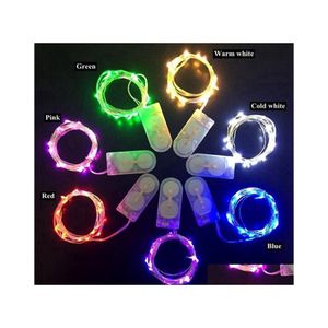 Led Strings Christmas Lights String Light 1M 2M Small Battery Operated Sier Wire Copper For Xmas Halloween Party Drop Delivery Light Dh9Yn