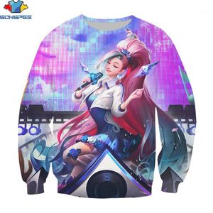 Moletons de moletons masculinos Sonspee Game League of Legends Seraphine Manga longa sem boné Sorto Homens Mulheres 3D Impressão Hip Hop Street