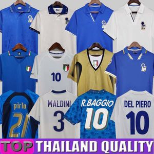 1982イタリーズレトロサッカージャージ1990 1996 1998 2000ホームフットボールTシャツ1994 Maldini Baggio Donadoni Schillaci Totti Del Piero 2006 Pirlo Inzaghi R. Buffon Men