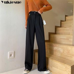 Pantaloni delle donne 2023 Coreano di Autunno della Molla A Vita Alta Moda Drappeggiato a gambe larghe Femminile Casual Harajuku Tendenza Allentato Gamba Larga Pant donne