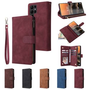 Rope Magnetyczne składane folio Zippele Telefon dla Samsung Galaxy Z Fold4 S23 Ultra S22 Plus S21 Note20 A14 A13 5G A33 A53 A73 A23 Klot Slots CHŁODZICIE