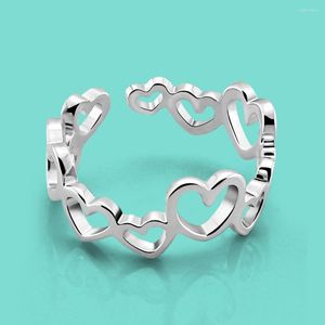 Кластерные кольца женское серебряное кольцо 925 Симпатичное открытое дизайнерское сердце бесплатное корректировка хвоста хвост хвост