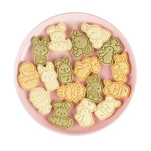 Easter Cookie Biscuit Moulds Bunny Rabbit Eggs Shaped Plastic Cookie Cutter Spring Event Home Baking Tools