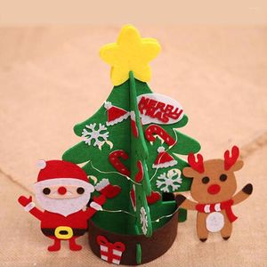 Decorações de Natal Mini -Desk Tree Decor 2023 DIY Felt With Lights Kids Kids Ano de Natal Presente Home Office Table Decor3