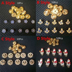 Pins Brooches 10PcsSet Classic Metal Freemasons Brooch Santa Claus Masonic Party Jewelry Accessories Xmas Gifts 230202