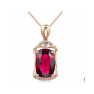 Pendant Necklaces Tourmaline Ruby Necklace Temperament Trend Big Naked Stone Rose Gold Sier Drop Delivery Jewelry Pendants Dh1Fh
