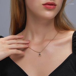 Chains Korea Sweet Pink Crystal Cherry Pendant Necklaces For Women Girls Shiny Rhinestone Geometric Choker Party Accessories1