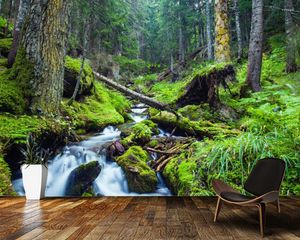 Bakgrundsbilder Papel de Parede River In Summer Forest Natural 3D Wallpaper Living Room Sofa TV Wall Bedroom Papers Home Deocr Mural