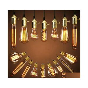 LED -Gl￼hbirnen 40W Retro Lampe Edison BB ST64 Vintage Sockel DIY Seil Anh￤nger E27 Gl￼hlampen BBS 220 V 110V Urlaubslichter Filament DHKZ5