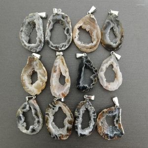Colares pendentes Moda de pedra natural druzys brasileiros átidos faticem pingentes de brinco irregulares Charms 6pcs para mulheres que fazem tamanho de jóias