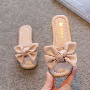 Slipper Little Girls Sandals 2022 Summer Children Slides Kids Slippers Soft anti skid bowtie princess sweet beach shoes 0203