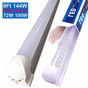 Luzes do tubo LED 144W 8ft 4ft 72W T8 Integrado Smd2835 Alta Tampa transparente brilhante AC 85-265V Luzes de parede de lojas links links Luzes montados no teto Crestech168