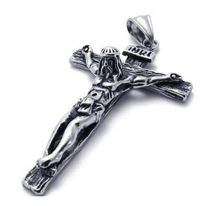 Pendants Stainless Steel Jesus Christ Crucifix Cross Mens Pendant Necklace 24 Inch Chain Drop Delivery Home Garden Arts Crafts Dhgmp