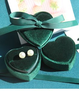 Ювелирные коробки Подарочные кольцо с бахновой организатором, сердечные, вельветовые тканевые ожерелье Упаковка 230202