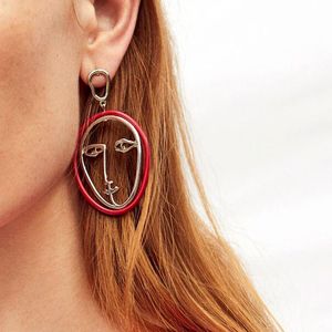 Dangle Earrings & Chandelier Brand Jewelry Top Quality Unique Metal Gold Tone Hollow Face Girls 2023 Vintage Abstract For Women B