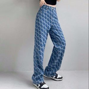 Women's Jeans Women Casual fashion designer Jeans High waist wide leg pants Straight pant