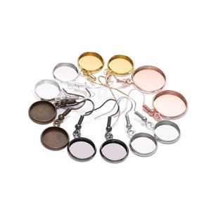 Andra 12mm bricka bezel cabochon sten örhänge bas krok tomt inställningskomponenter hängande öronbaser fynd för diy glas cam dhgarden dh87y