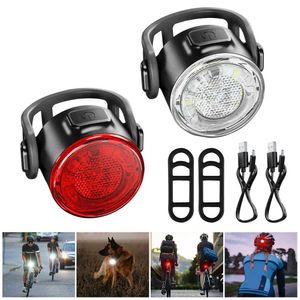 s Red/branco USB Recarregável Ciclismo Taileira Front Bicycle Lamp 6 Modos Aviso de segurança traseira Night Night Bike Light 0202