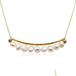 Pendant Necklaces Smile Style Pearl Necklace Gold Plated Link Chain 18Inch Jewelry For Women Gifts Drop Delivery Pendants Dhodk