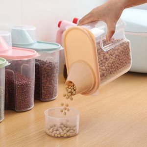 Förvaringsflaskor plastmat behållare kryddor spannmål burk kök arrangör lådan godis tank med lock transparent hermikkrukor