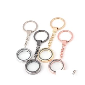 Key Rings Openable Floating Locket Round Lockets Pendants Keychain Diy Fashion Jewelry Will And Sandy Sier Gold 1862 T2 Drop Delivery Dhwd7