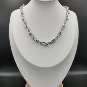 Kedjor 925 Sterling Silver European och amerikansk stil tjock U-formad halsband 1: 1 Original varumärkesgåvor för män kvinnor