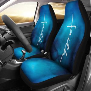 Автомобильное сиденье охватывает белая вера Слова на синем омбре религиозное христианист.