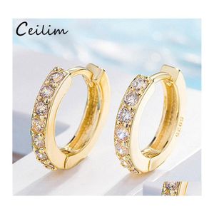 Ear Cuff Trendy Cubic Zirconia Crystal sm￥ runda ￶rh￤ngen f￶r kvinnor Guld och Sier Plated Rhinestone Clip Earring utan piercing othrj