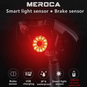 MEROCA WR15 Sensore Intelligente Della Bicicletta Luci Dei Freni Usb Strada MTB Fanali Posteriori Ricaricabili USB Lampeggiante Bici Lampade 0202